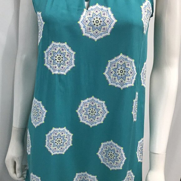Loft Shift Dress Turquoise Blue Tie Neck Swing Dress Size M RefI002 - Picture 6 of 15